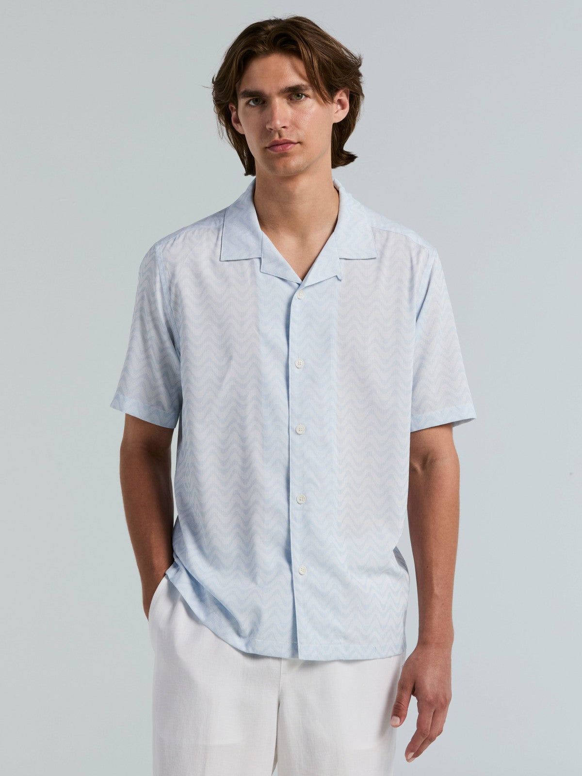 Textured Dobby Camp Collar Shirt