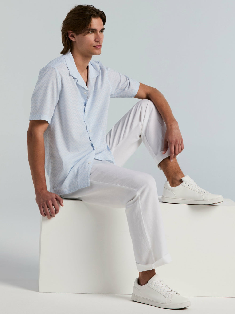Textured Dobby Camp Collar Shirt