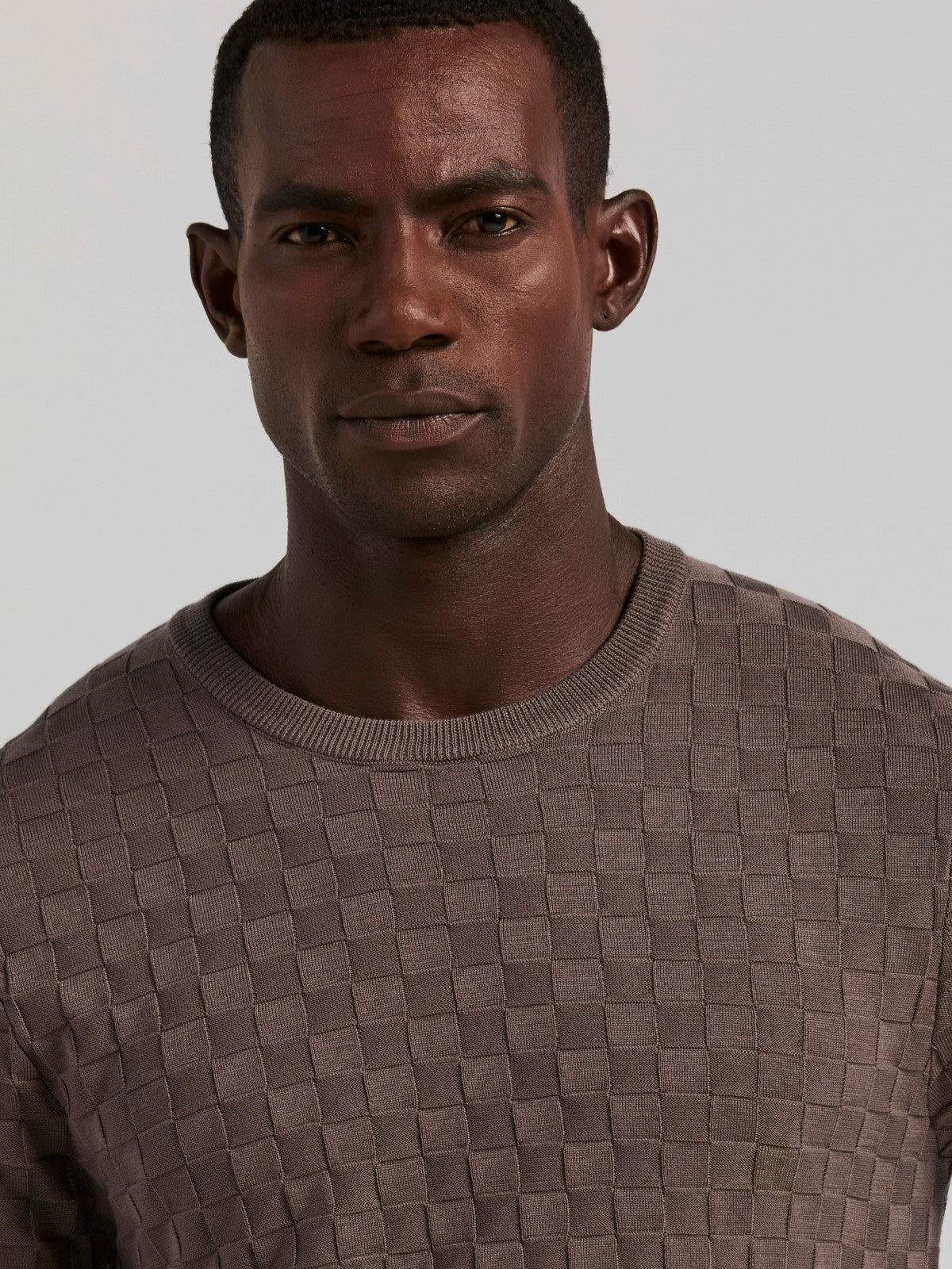 Square Pattern Crew Neck Sweater Tee