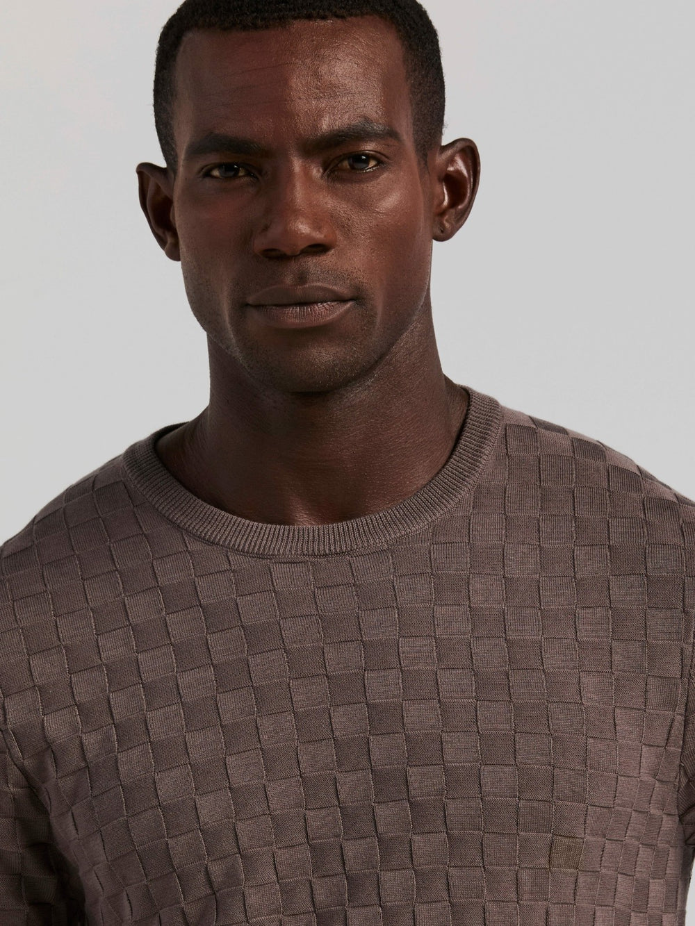 Square Pattern Crew Neck Sweater Tee