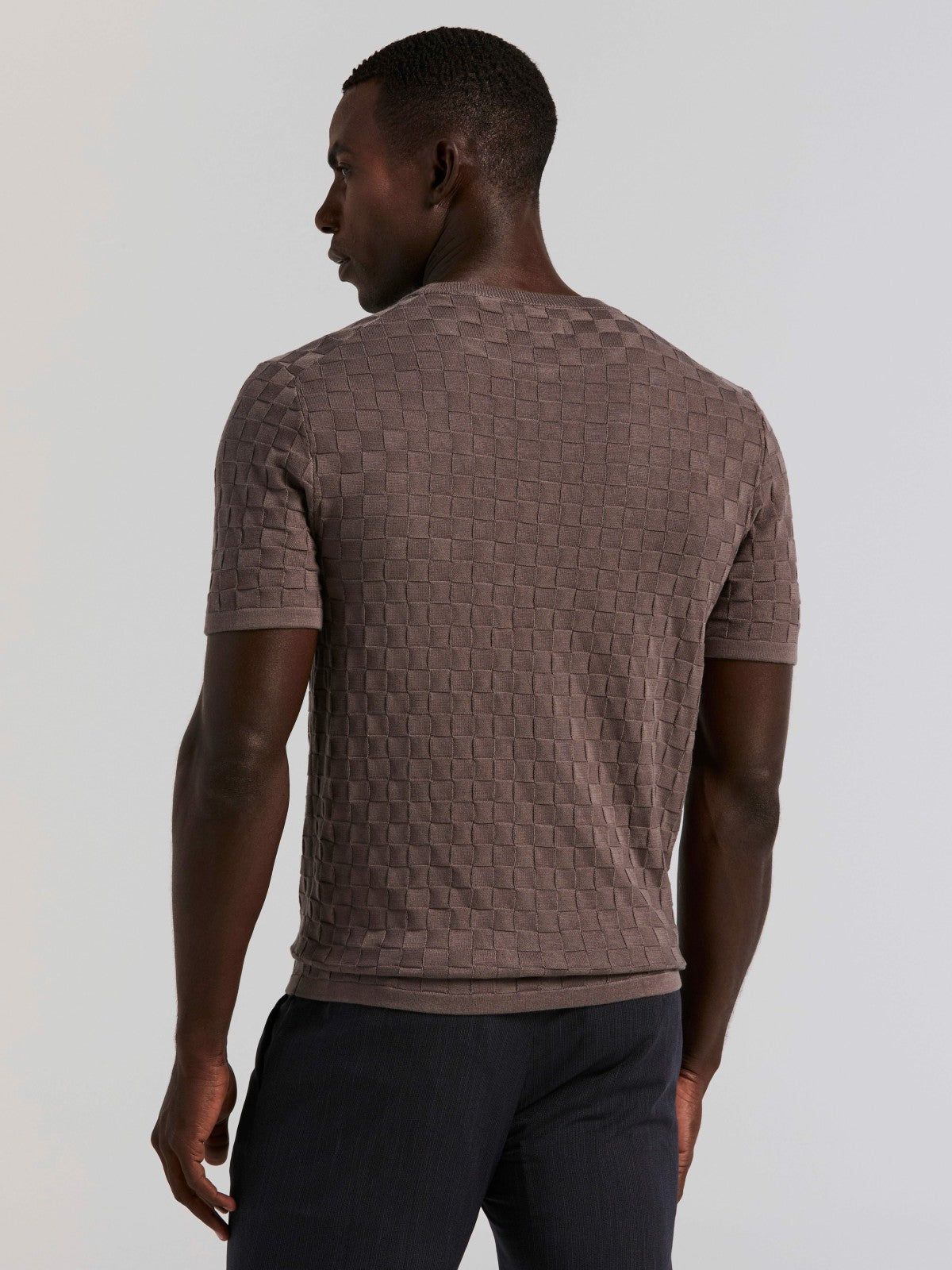 Square Pattern Crew Neck Sweater Tee