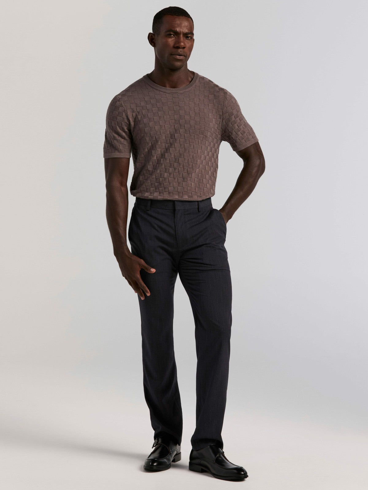 Square Pattern Crew Neck Sweater Tee