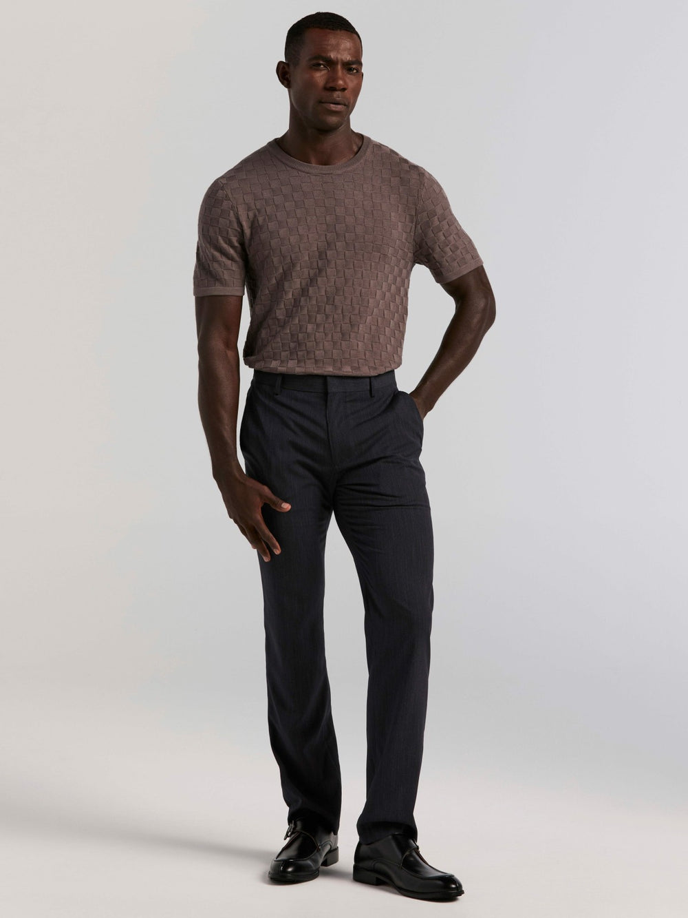 Square Pattern Crew Neck Sweater Tee