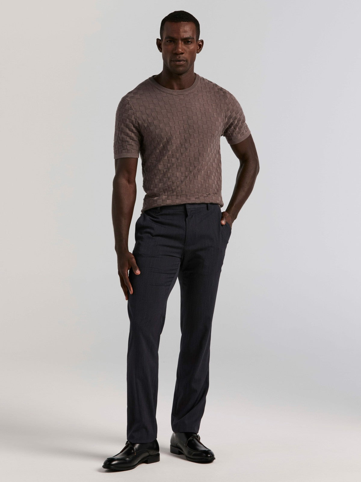 Square Pattern Crew Neck Sweater Tee