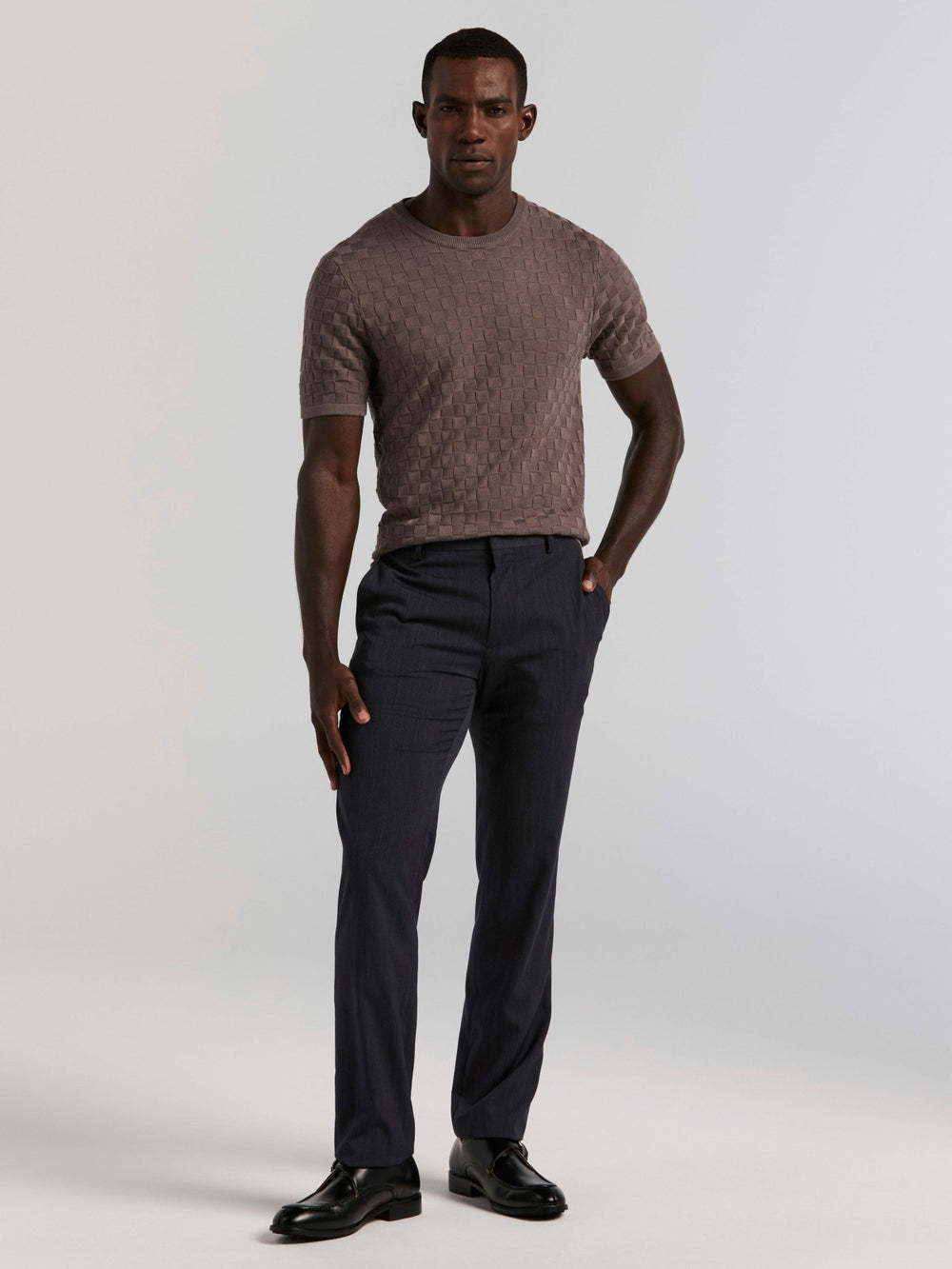 Square Pattern Crew Neck Sweater Tee