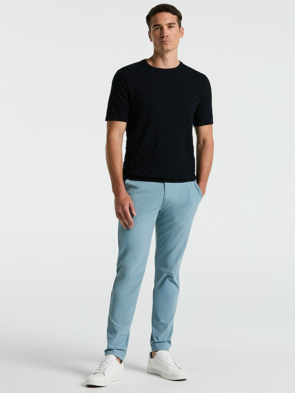 Square Pattern Crew Neck Sweater Tee