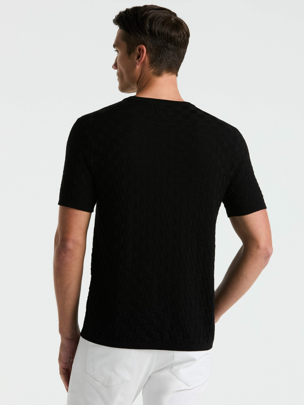 Square Pattern Crew Neck Sweater Tee