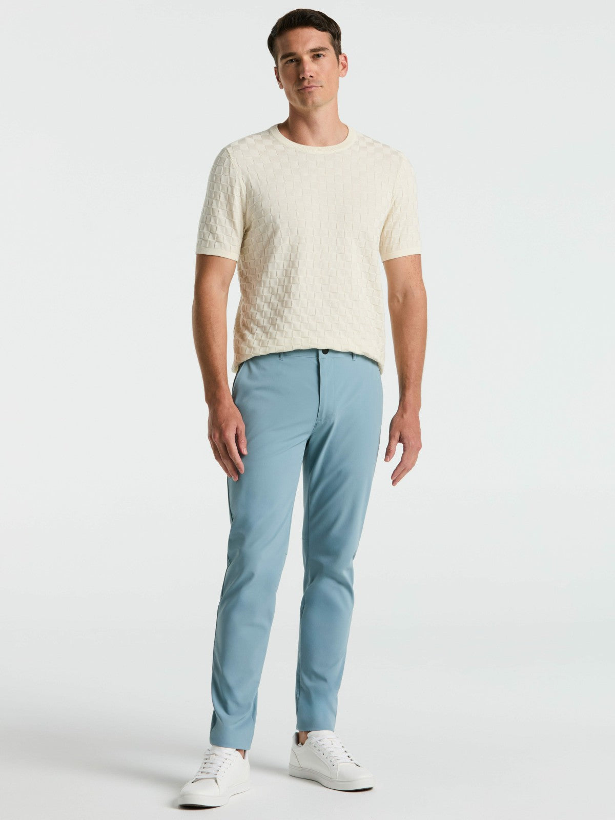 Square Pattern Crew Neck Sweater Tee