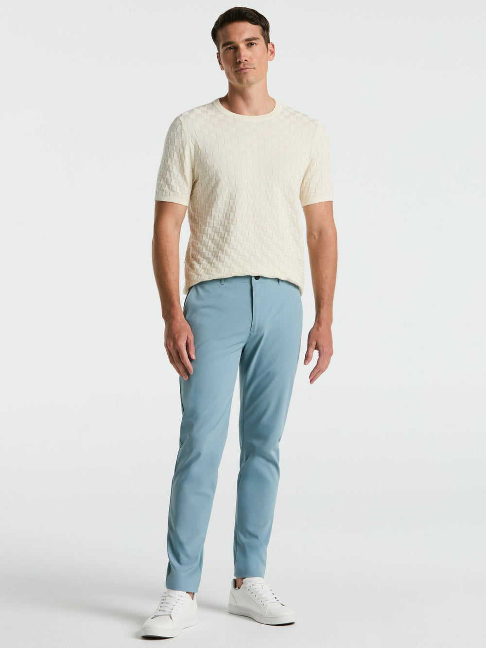 Square Pattern Crew Neck Sweater Tee