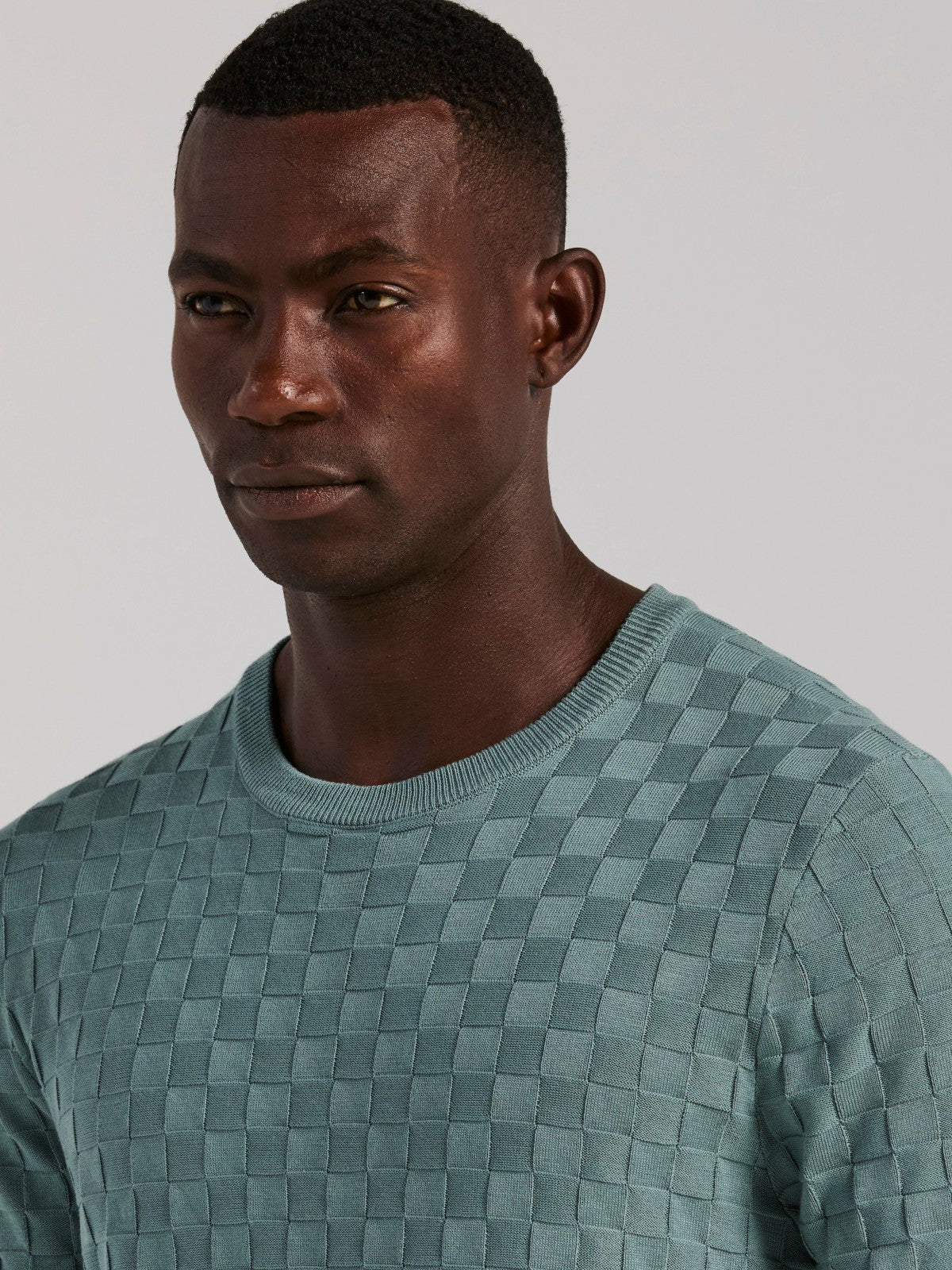 Square Pattern Crew Neck Sweater Tee