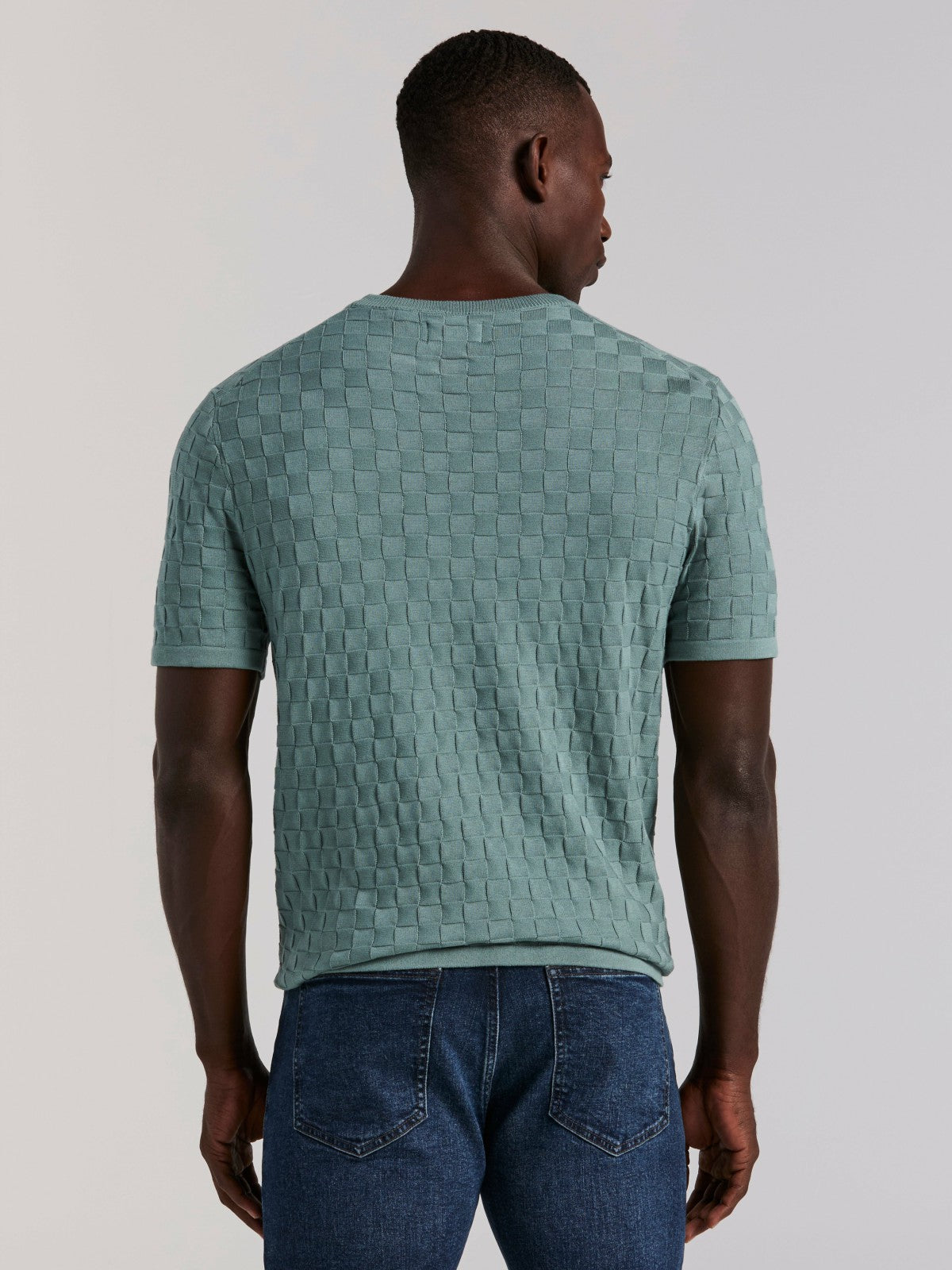 Square Pattern Crew Neck Sweater Tee