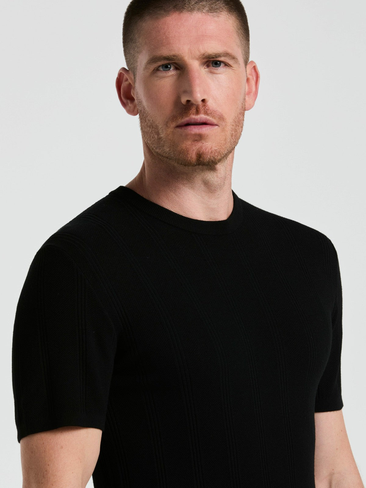 Tech Knit Mesh Striped Crew Neck Shirt