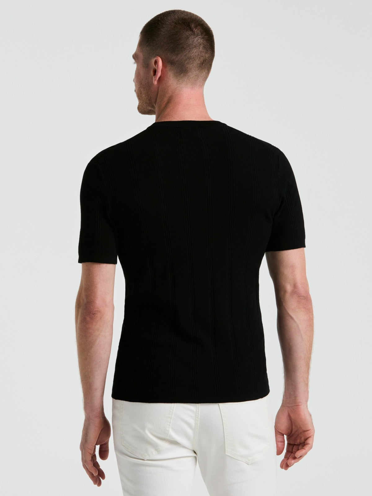Tech Knit Mesh Striped Crew Neck Shirt