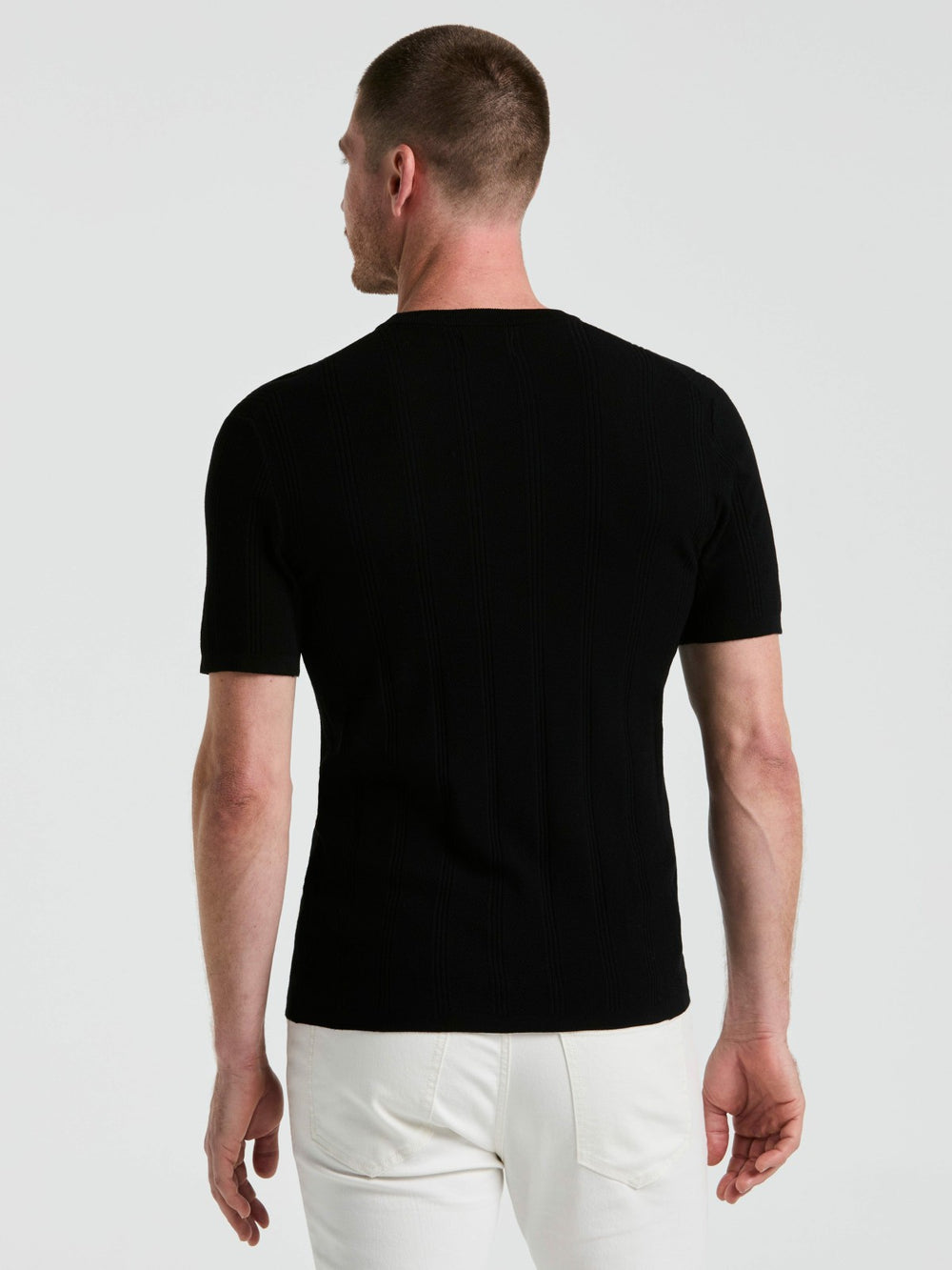 Tech Knit Mesh Striped Crew Neck Shirt