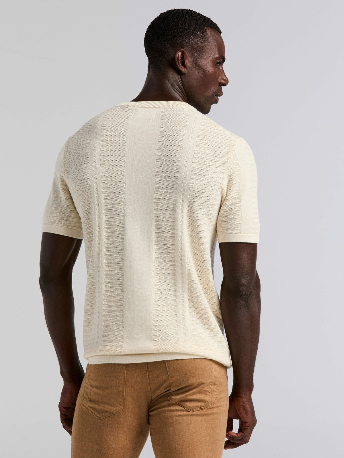 Textured Stripe Crew Neck Sweater Tee
