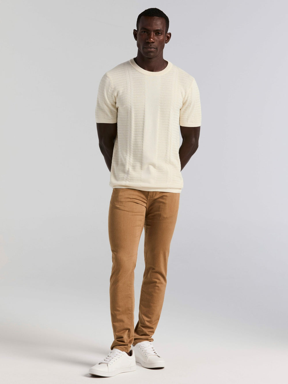 Textured Stripe Crew Neck Sweater Tee