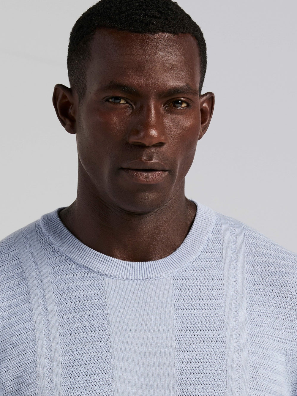 Textured Stripe Crew Neck Sweater Tee
