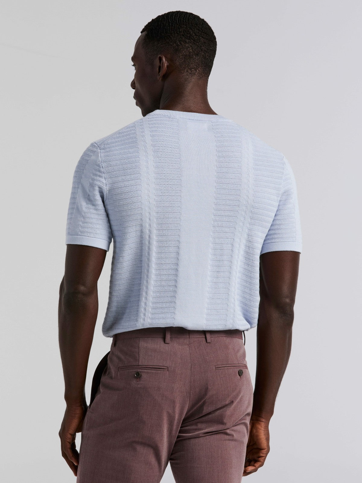 Textured Stripe Crew Neck Sweater Tee