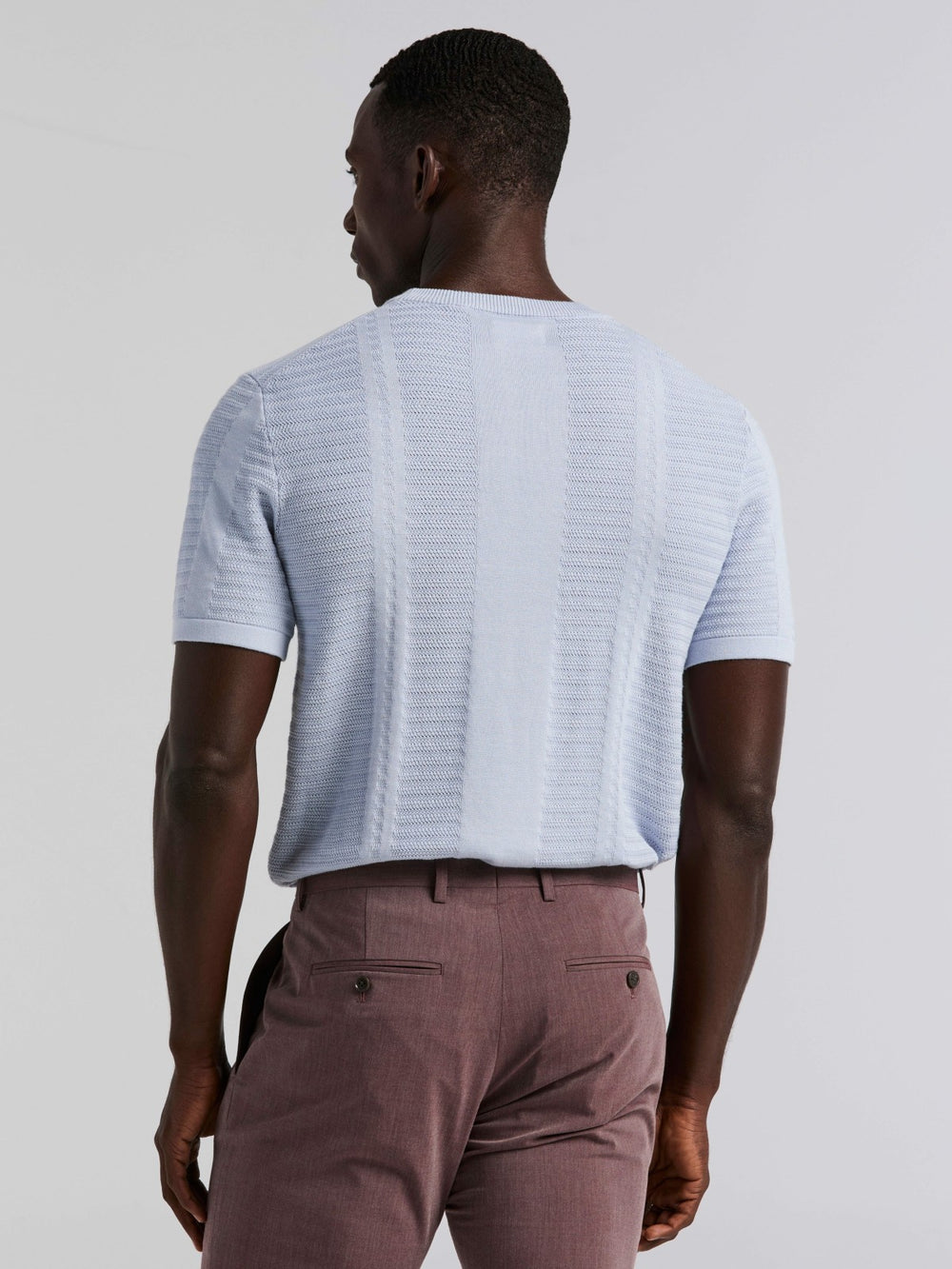 Textured Stripe Crew Neck Sweater Tee