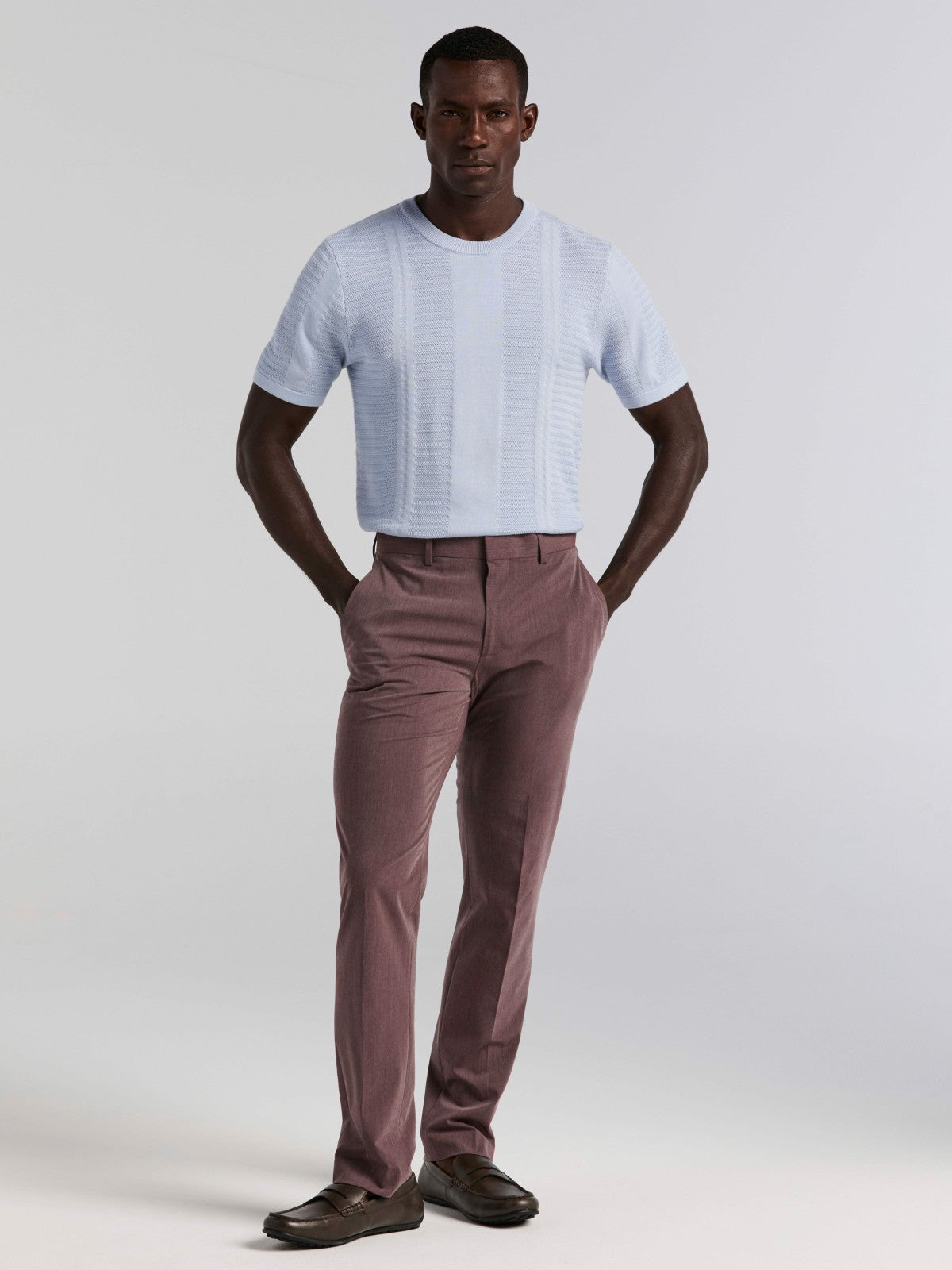 Textured Stripe Crew Neck Sweater Tee