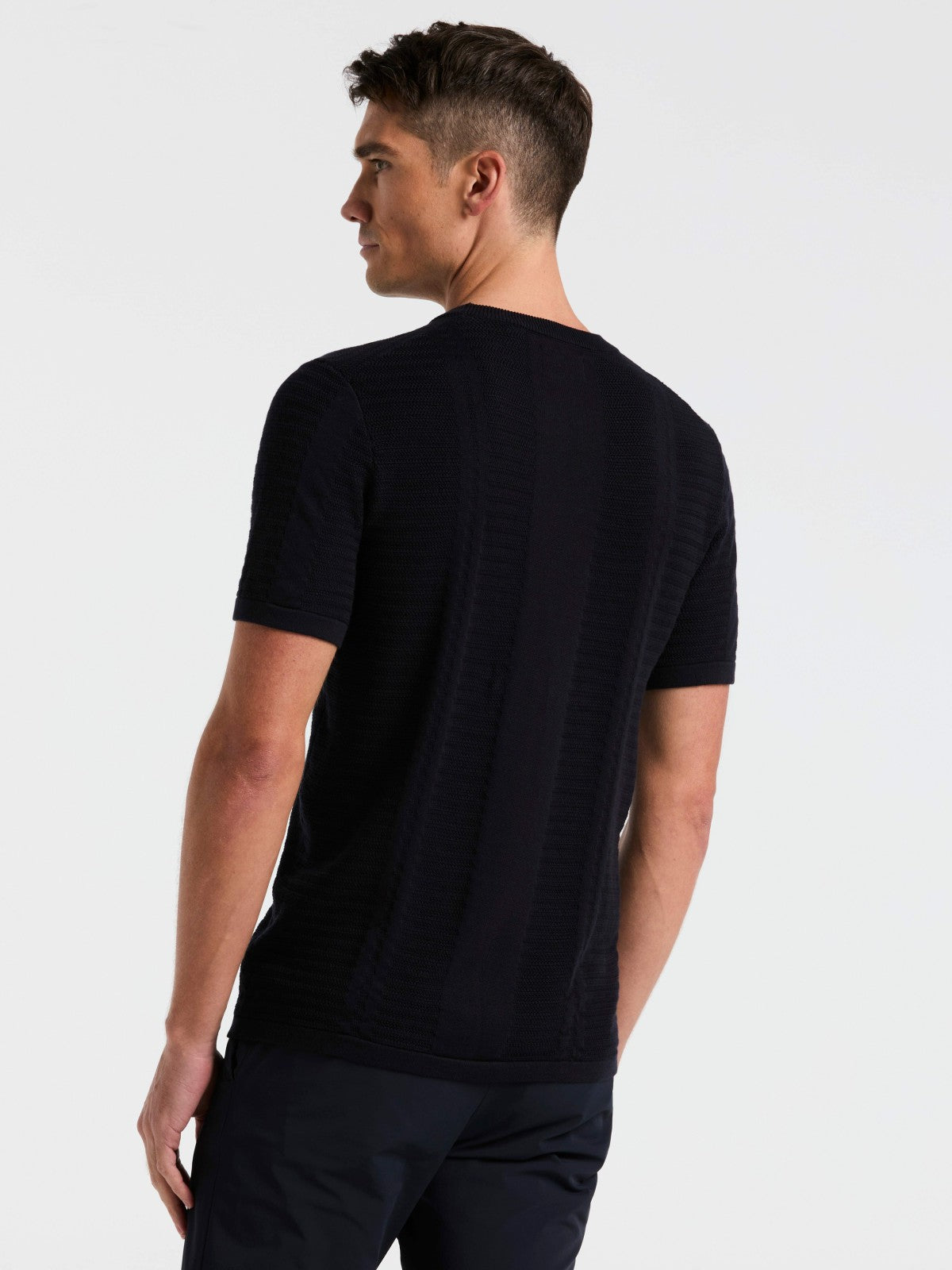 Textured Stripe Crew Neck Sweater Tee
