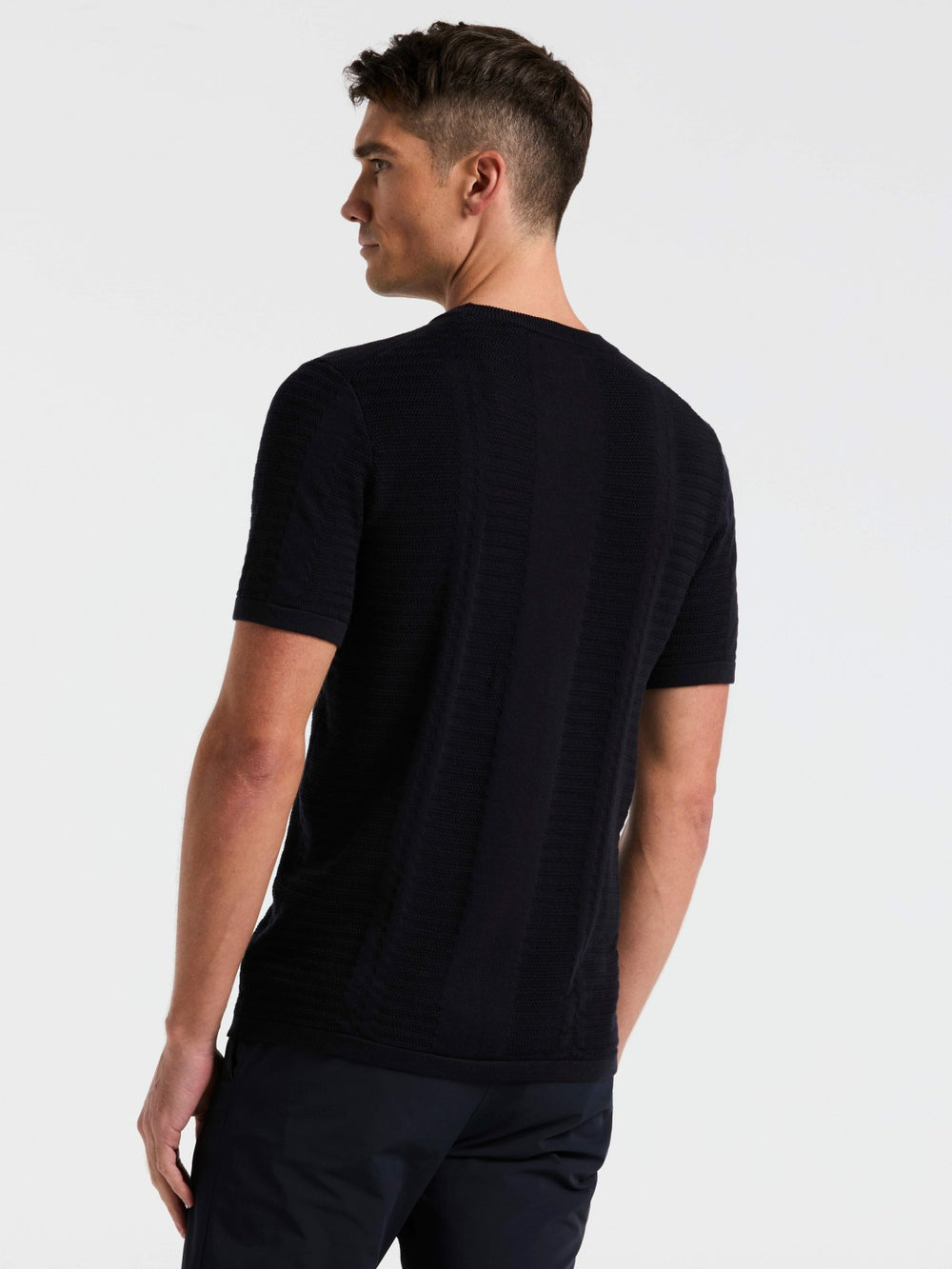 Textured Stripe Crew Neck Sweater Tee