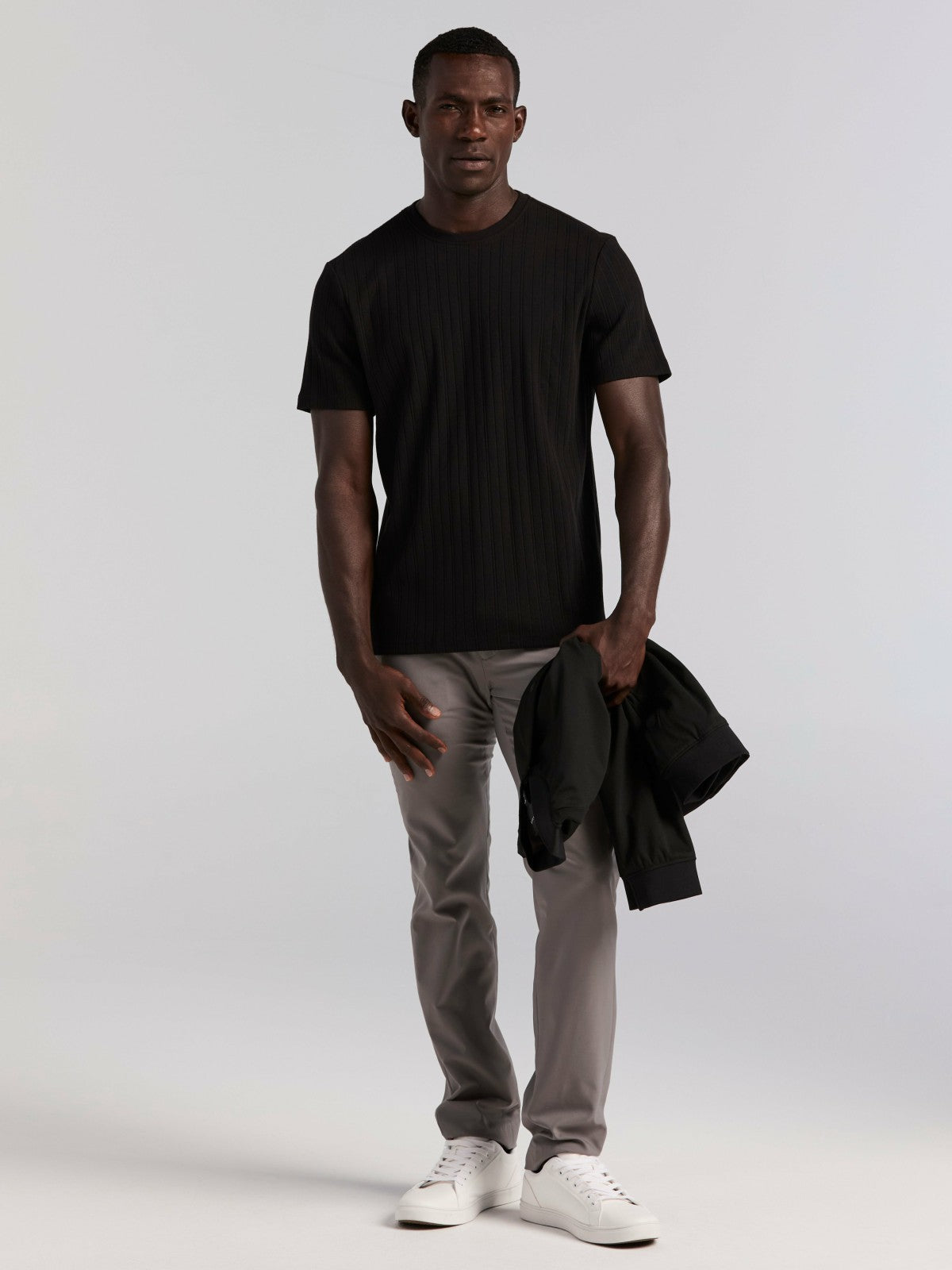 Textured Ribbed Crew Neck Tee