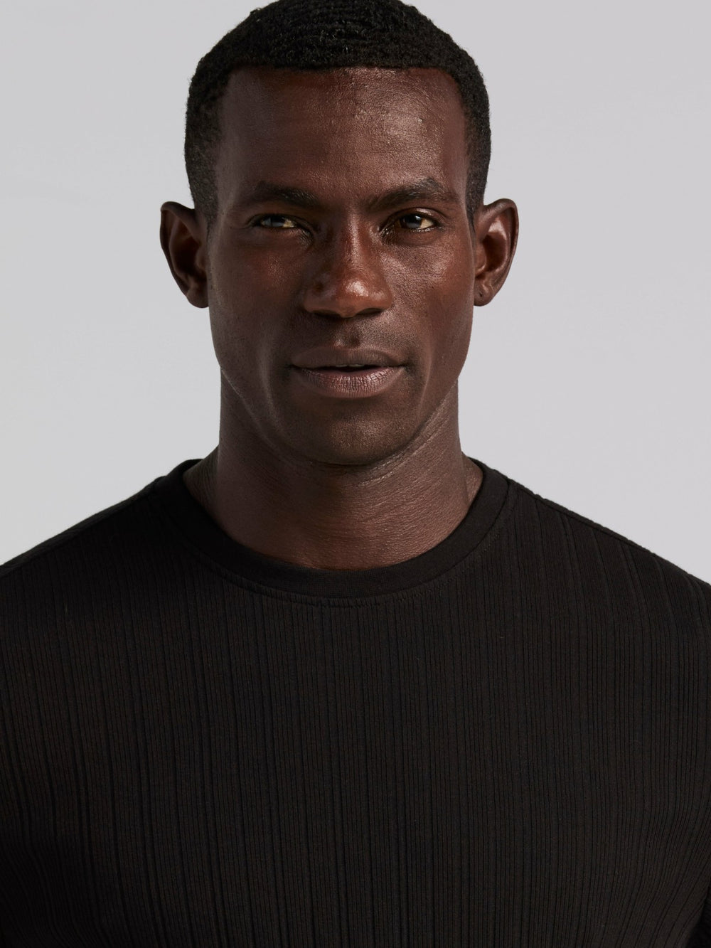 Textured Ribbed Crew Neck Tee