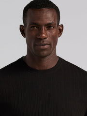 Textured Ribbed Crew Neck Tee