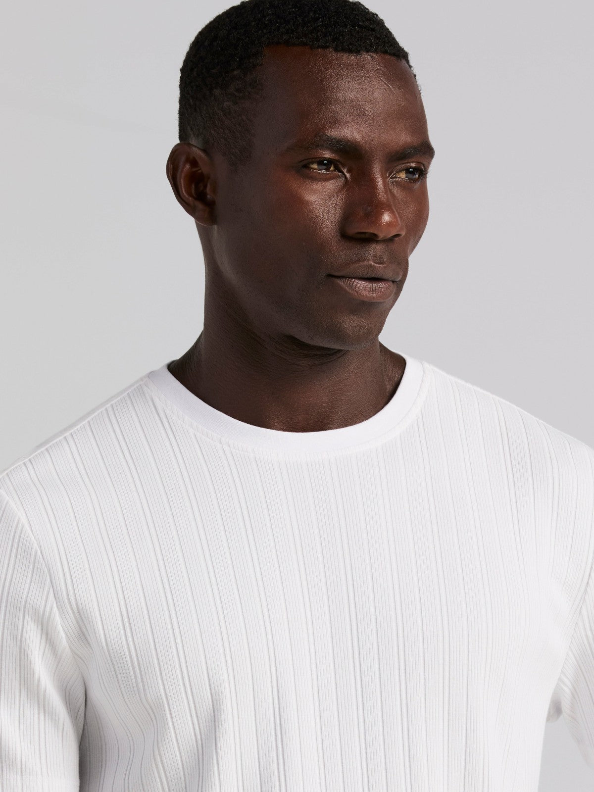 Textured Ribbed Crew Neck Tee
