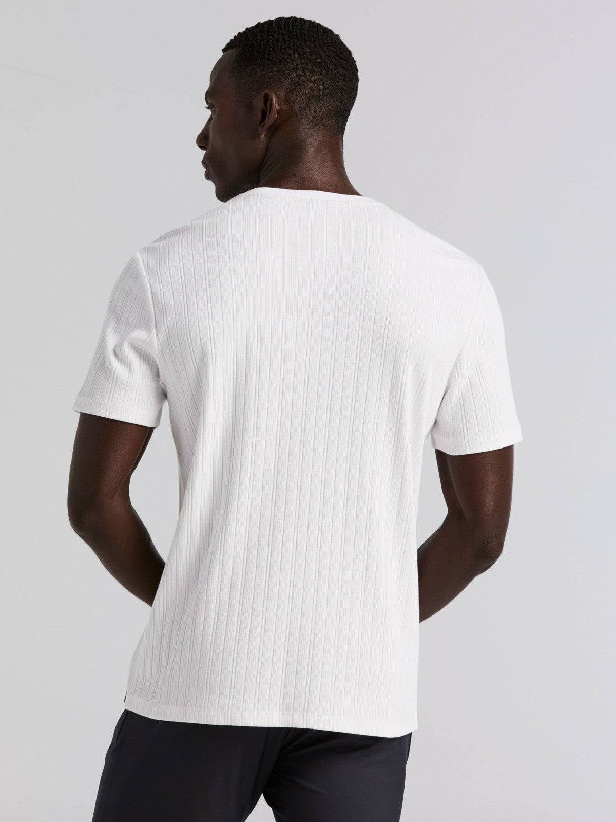 Textured Ribbed Crew Neck Tee