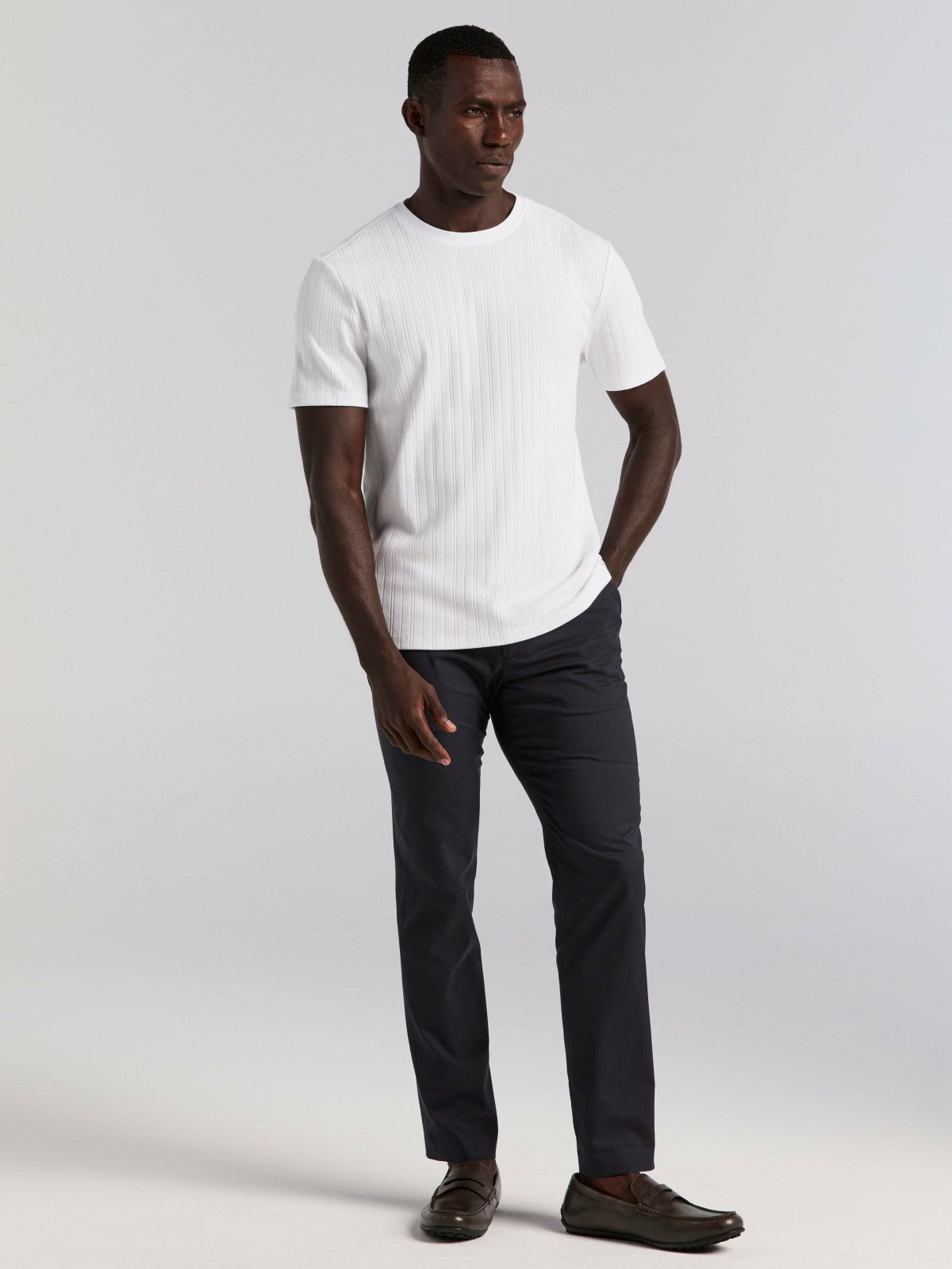 Textured Ribbed Crew Neck Tee