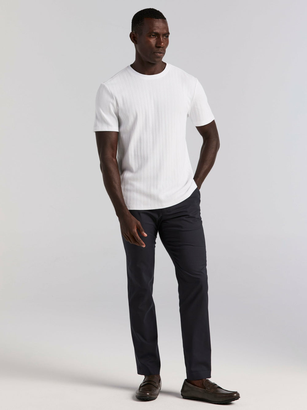 Textured Ribbed Crew Neck Tee