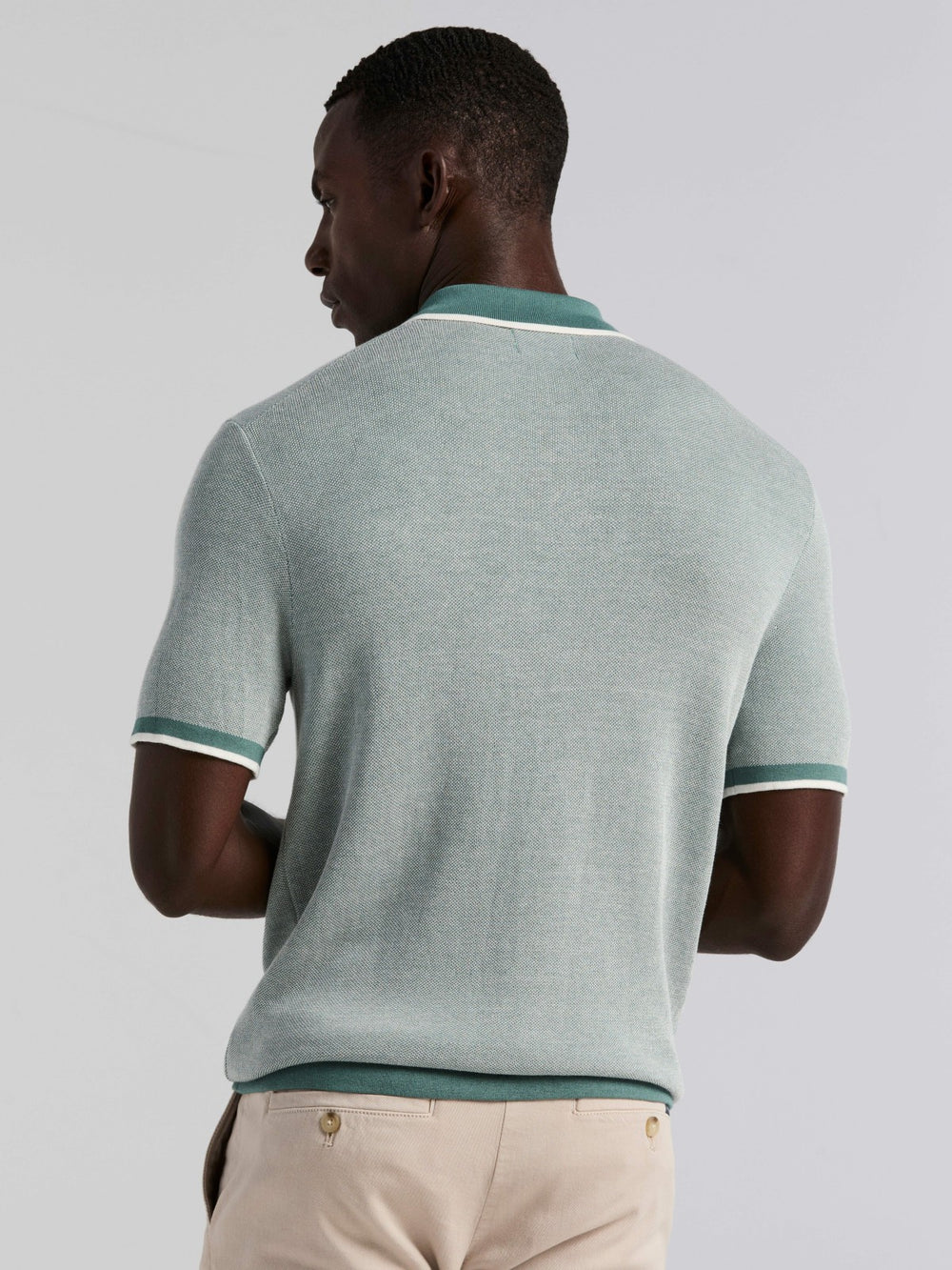 Bi-Color Stitch Zip Polo