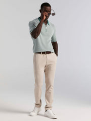 Bi-Color Stitch Zip Polo