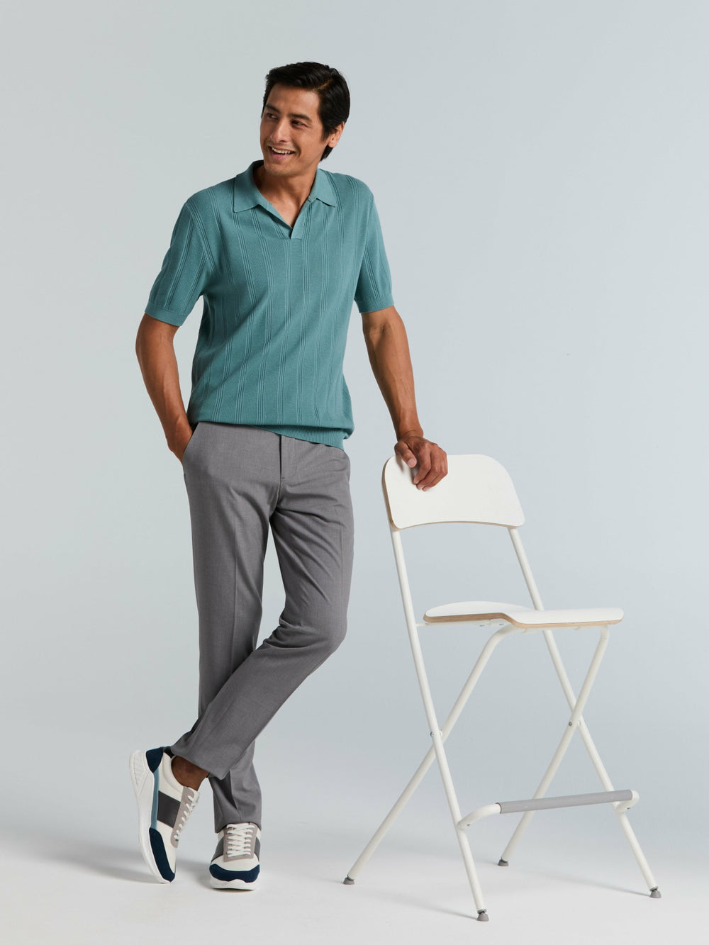 Mesh Stripe Sweater Polo