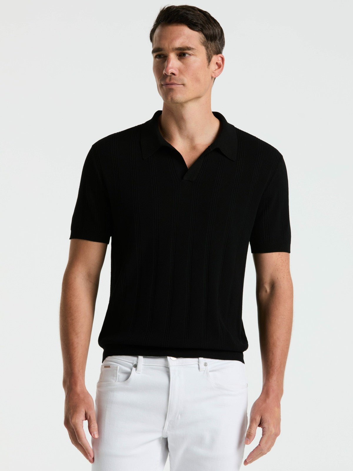 Mesh Stripe Sweater Polo
