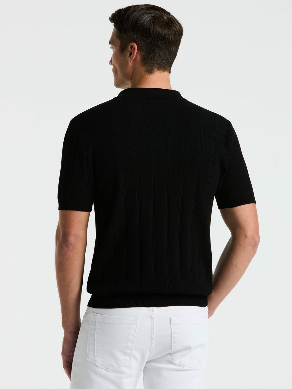 Mesh Stripe Sweater Polo