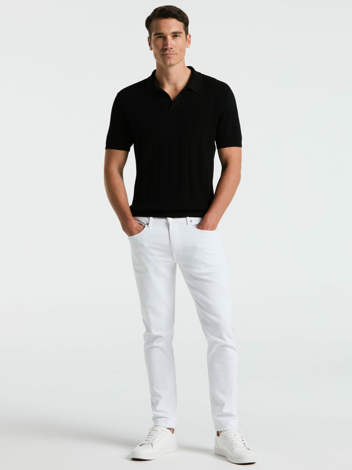 Mesh Stripe Sweater Polo