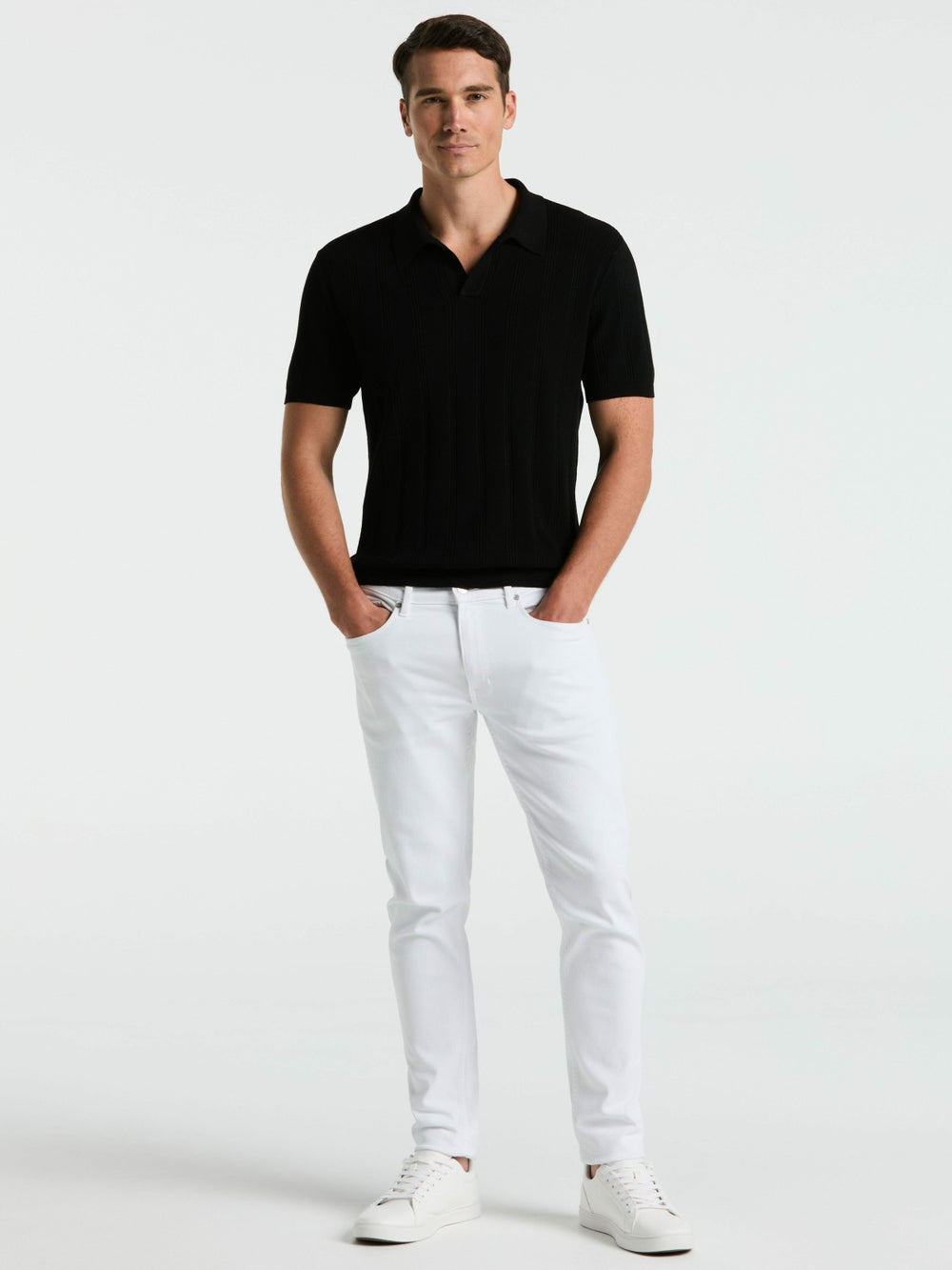 Mesh Stripe Sweater Polo
