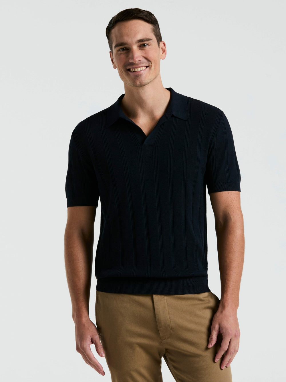 Mesh Stripe Sweater Polo