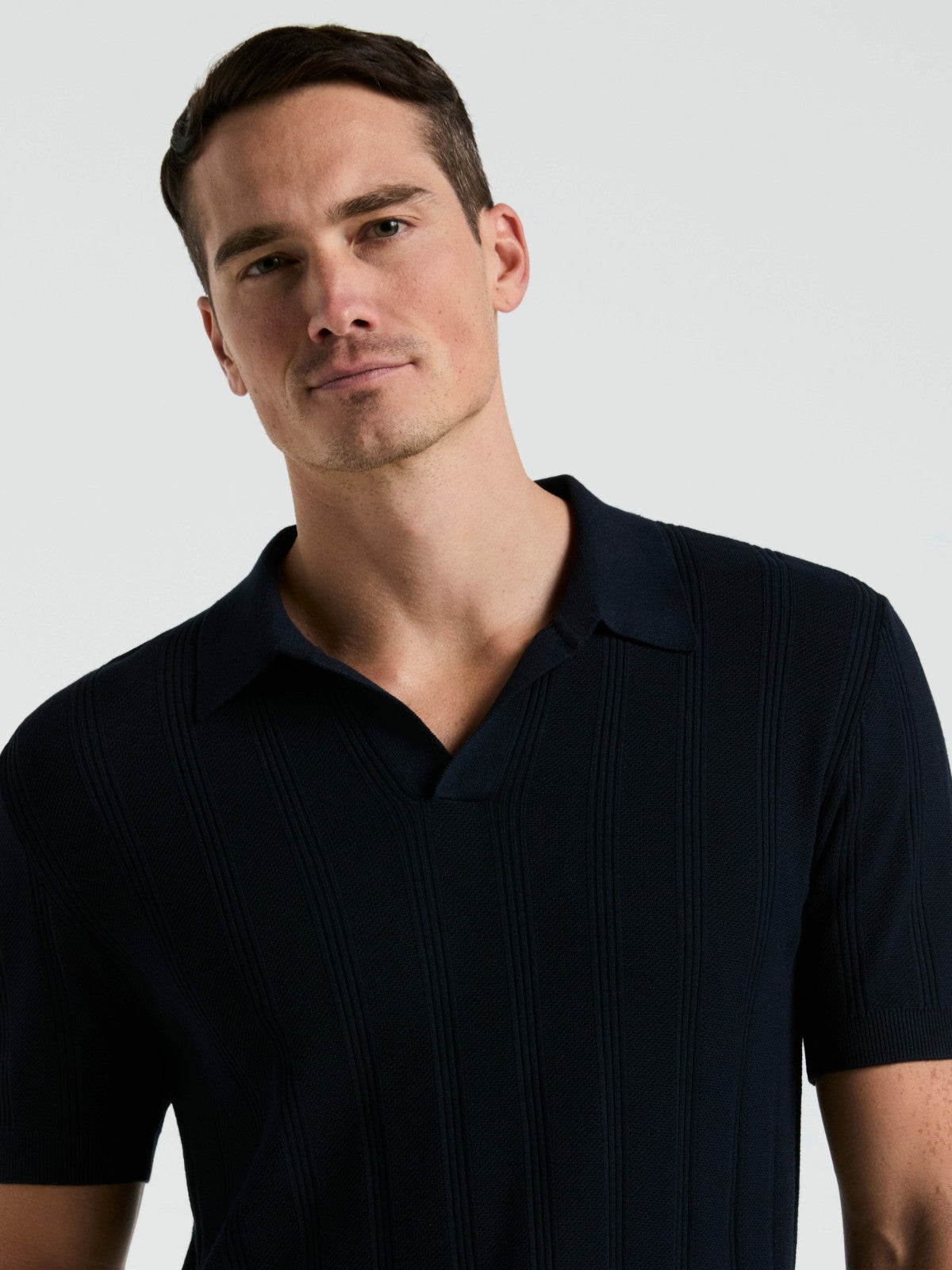 Mesh Stripe Sweater Polo