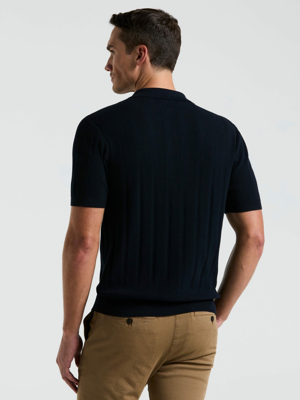 Mesh Stripe Sweater Polo