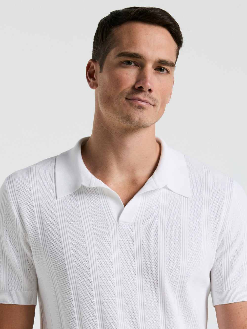 Mesh Stripe Sweater Polo
