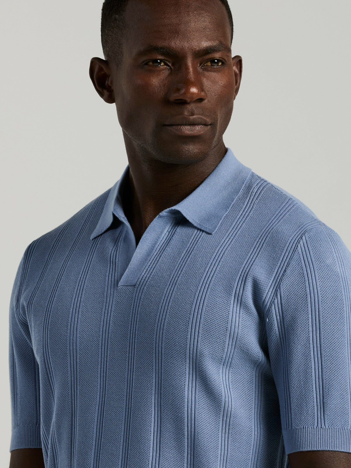 Mesh Stripe Sweater Polo