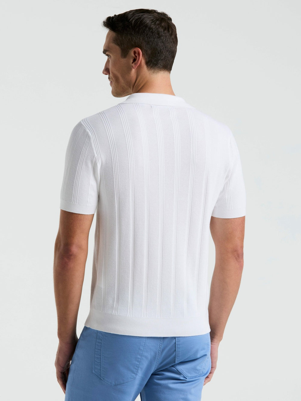 Mesh Stripe Sweater Polo