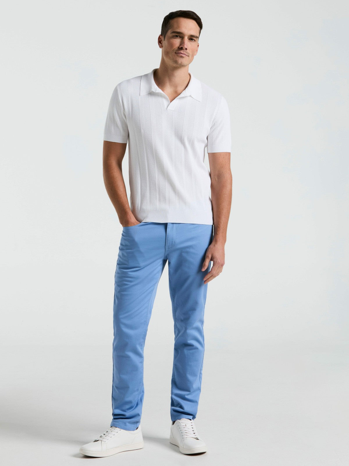Mesh Stripe Sweater Polo