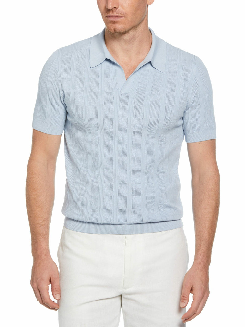 Mesh Stripe Sweater Polo