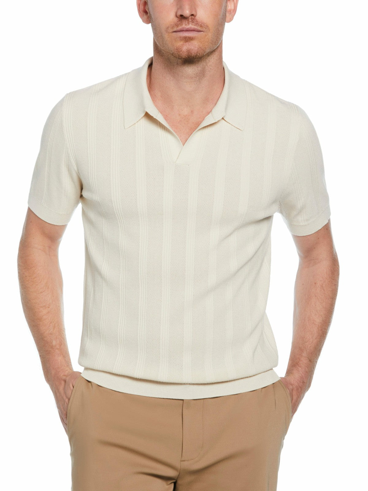 Mesh Stripe Sweater Polo