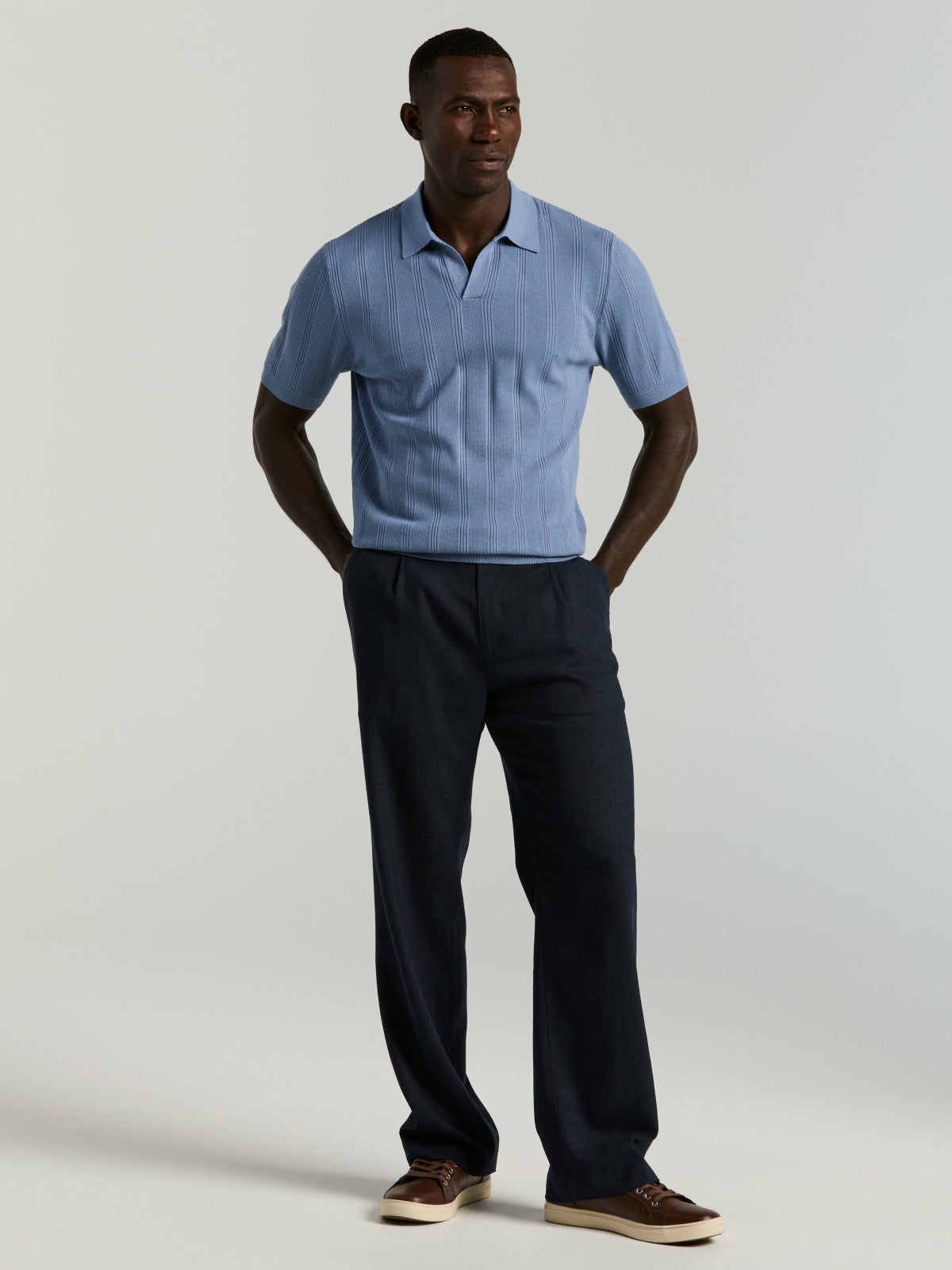 Mesh Stripe Sweater Polo